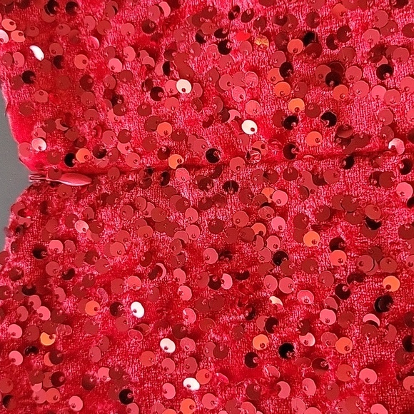 Silver Crystal Jeweled & Red Rhinestone Mesh Detail Formal Mini Dress Pageant S - Picture 14 of 15